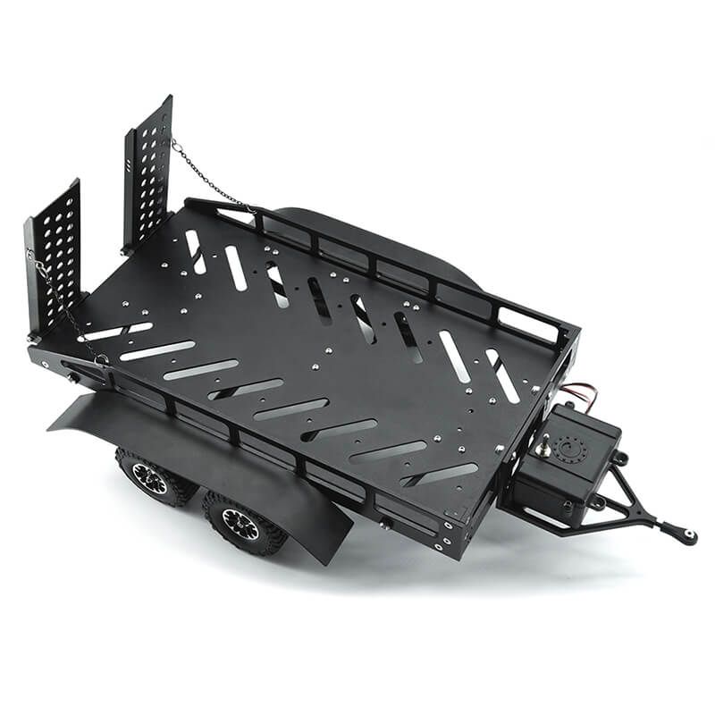 Fastrax Dual-Axle Trailer W/Ramps &amp; Leds (Med 1/12-1/18) - Black (FAST2372MBK)