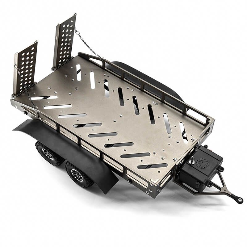 Fastrax Dual-Axle Trailer W/Ramps &amp; Leds (Med 1/12-1/18) - Titanium (FAST2372MT)