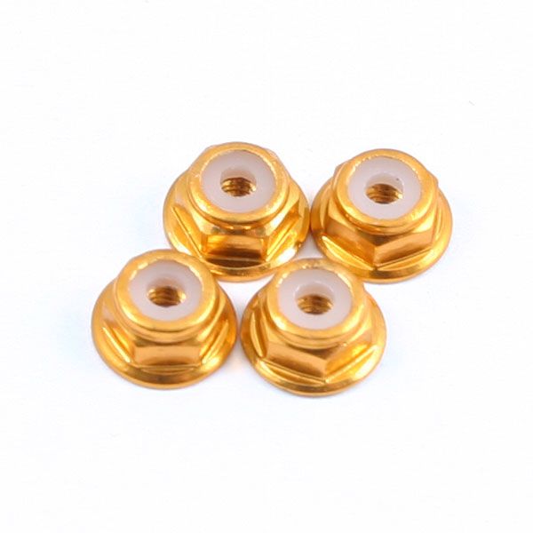 Fastrax M2 Gold Flanged Locknuts 4Pcs (FTM2GF)