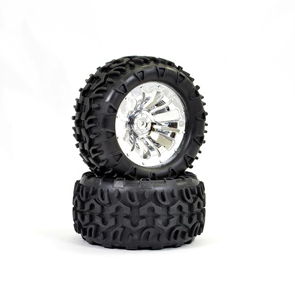 FTX Carnage Mounted Wheel/Tyre Complete Pair - Chrome (FTX6310C)
