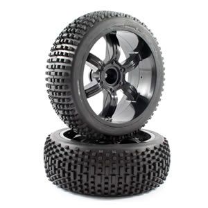 FTX Narrow Block Tyre/6-Spoke Wheel Mounted Offset (FTX7851B)