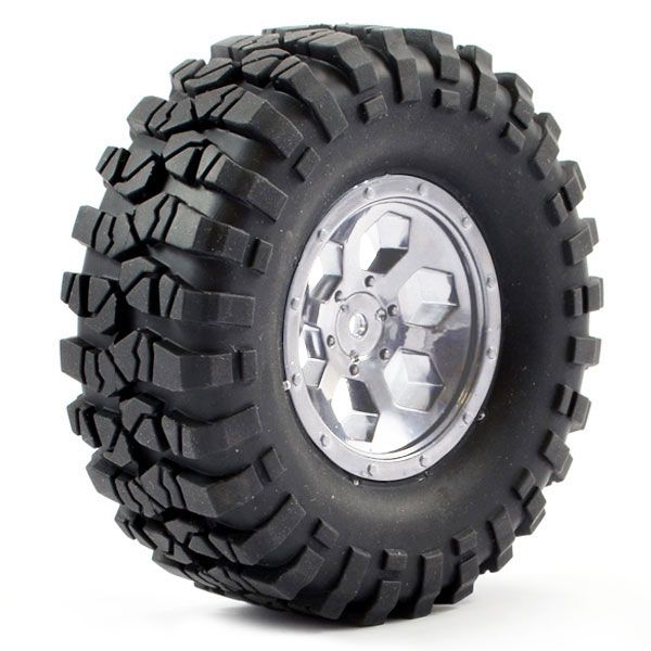FTX Outback Pre-Mounted 6Hex/Tyre (2) - Chrome (FTX8170C)