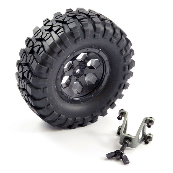 FTX Outback Spare Tyre Mount &amp; Tyre/6 Hex Wheel Black (FTX8249B)