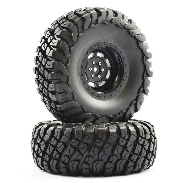 FTX Mauler 2.2&quot; All Terrain Tyres Pre-Glued On Black Wheels (2) (FTX8766B)