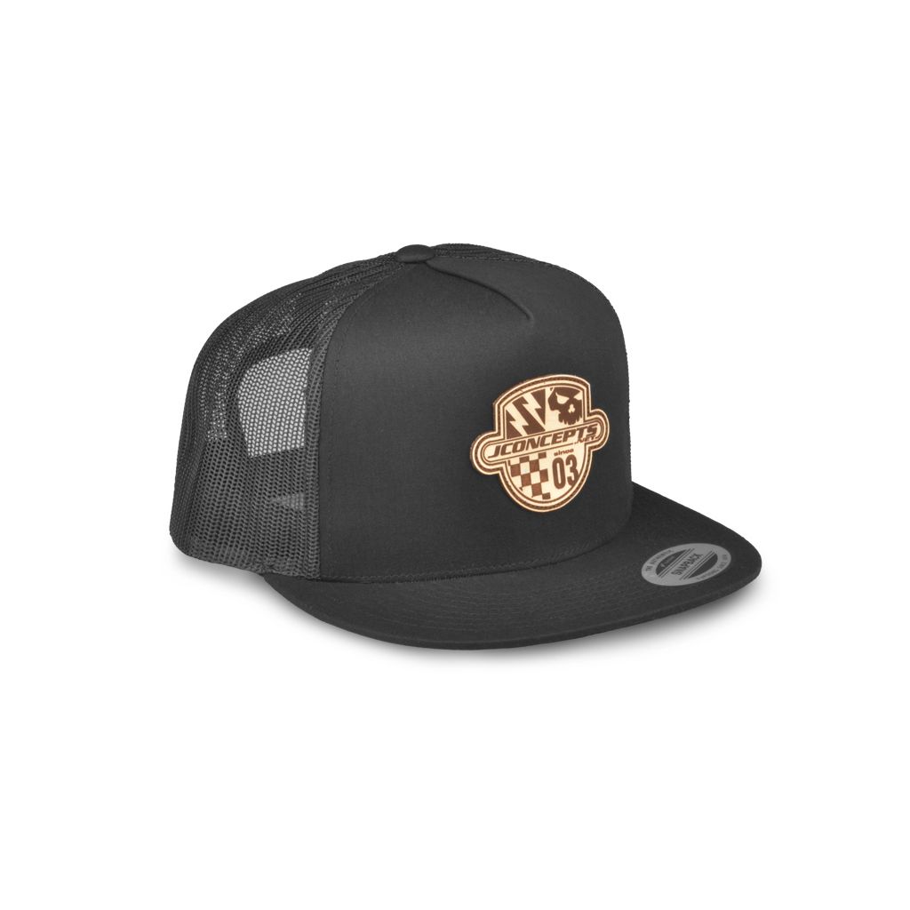 JConcepts Destination Hat- Flat Bill, Mesh, Snap Back- Black (JC2845B)