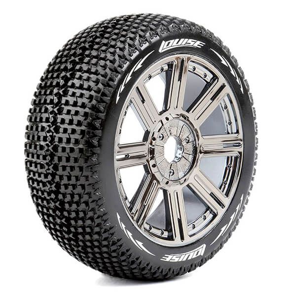 Louise RC B-Turbo 1:8 Fr/Rr Soft Hex 17mm Spoke Black Chrome (L-T3104SBC)