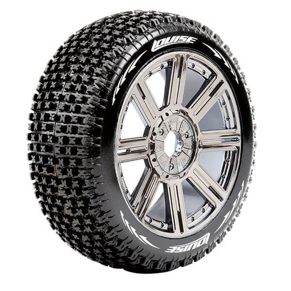 Louise RC B-Pirate 1:8 Fr/Rr Super Soft Hex 17mm Spoke Black Chrome (L-T3126VBC)