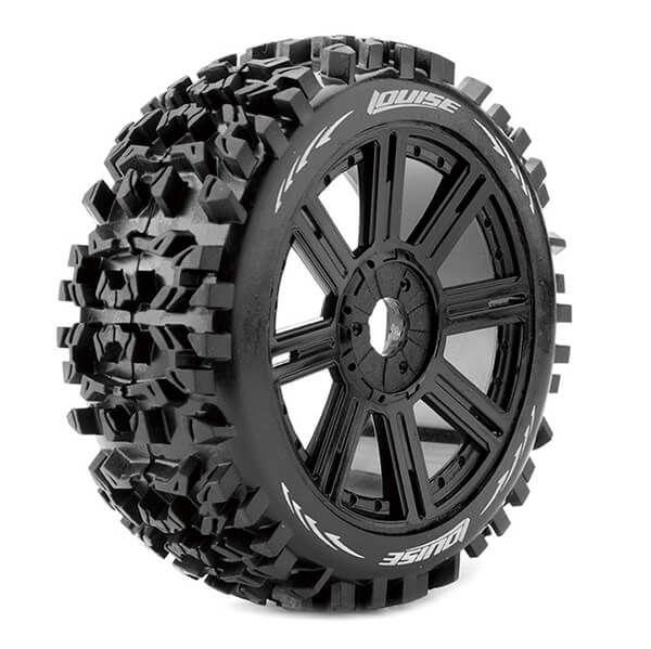 Louise RC B-Pioneer 1:8 Fr/Rr Soft Hex 17mm Spoke Black (L-T3130SB)