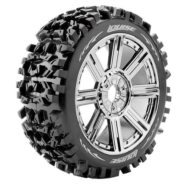 Louise RC B-Pioneer 1:8 Fr/Rr Soft Hex 17mm Spoke Black Chrome (L-T3130SBC)