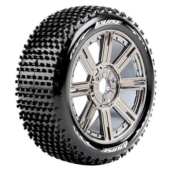 Louise RC B-Hornet 1:8 Fr/Rr Soft Hex 17mm Spoke Black Chrome (L-T3150SBC)
