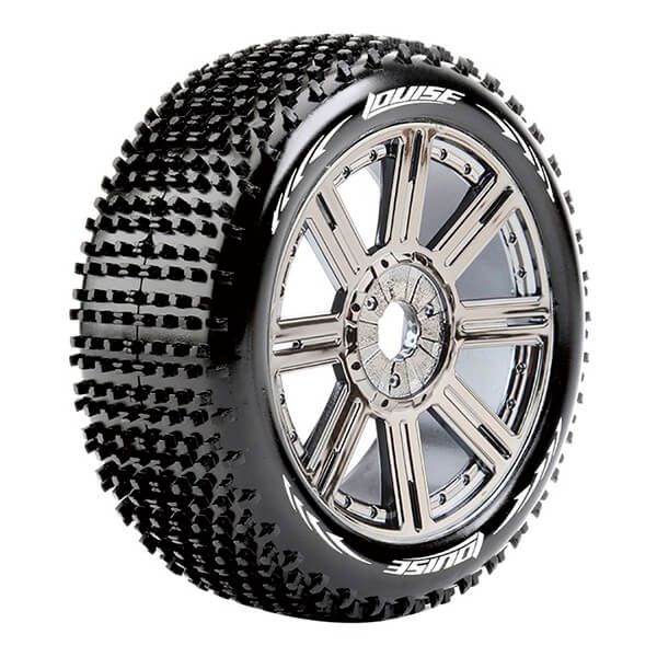 Louise RC B-Hornet 1:8 Fr/Rr Super Soft Hex 17mm Spoke Black Chrome (L-T3150VBC)