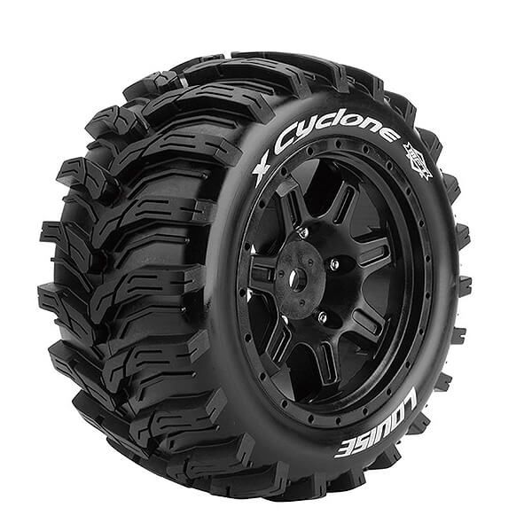 Louise RC X-Cyclone Black Mounted X-Maxx Hex 24mm (L-T3298B)