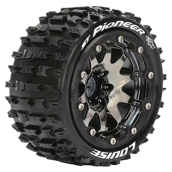 Louise RC ST-Pioneer 1:10 Soft Bead-Lock/0 Offset Hex 12mm Black Chrome (L-T3312SBC)