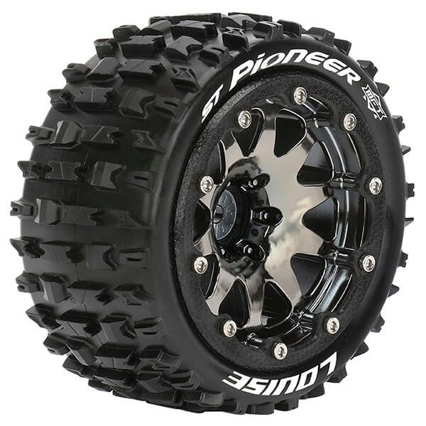 Louise RC ST-Pioneer 1:10 Soft Bead-Lock/1/2 Offset Hex 12M Black Chrome (L-T3312SBCH)