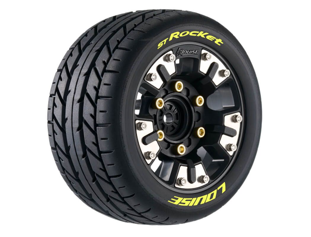 Lousie RC ST-Rocket Mini Maxx/XRT Wheel &amp; Tyre Set 12mm Hex (Pr) (L-T3387SM)