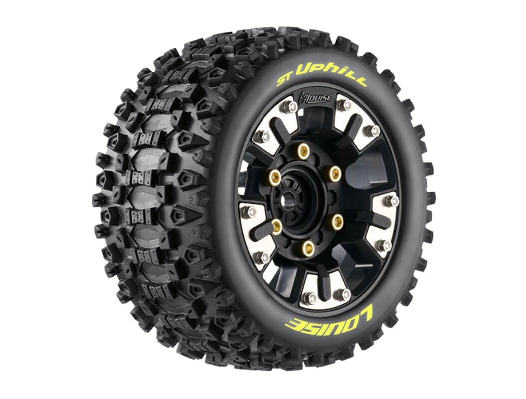 Lousie RC ST-Uphill Mini Maxx/XRT Wheel &amp; Tyre Set 12mm Hex (Pr) (L-T3388SM)