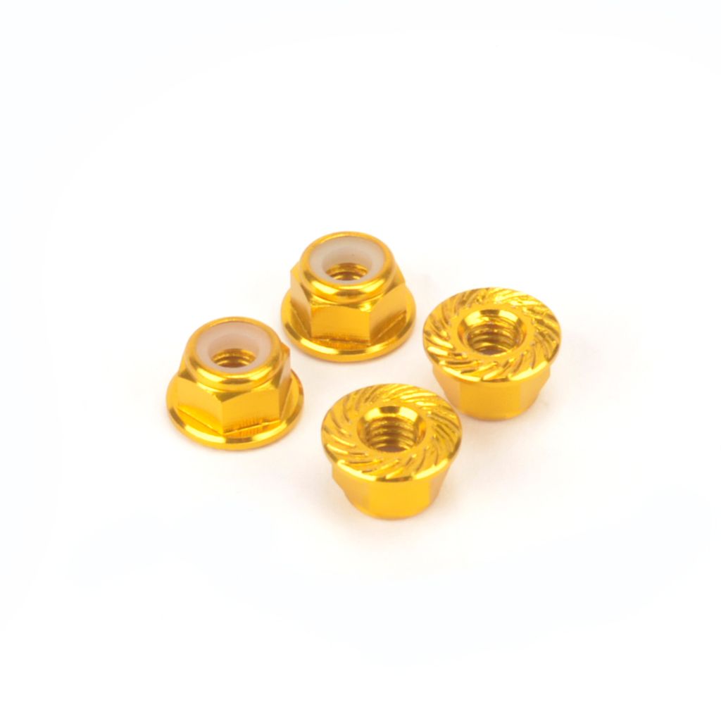 Monkey King M4 Alloy Serrated Nyloc Nuts - Gold (4pcs) (MK5485G)
