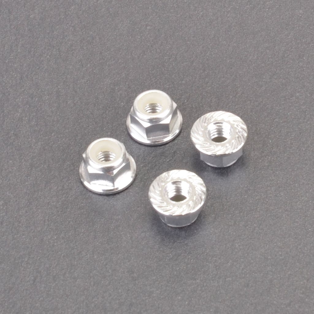 Monkey King M4 Alloy Serrated Nyloc Nuts - Silver (4pcs) (MK5485S)