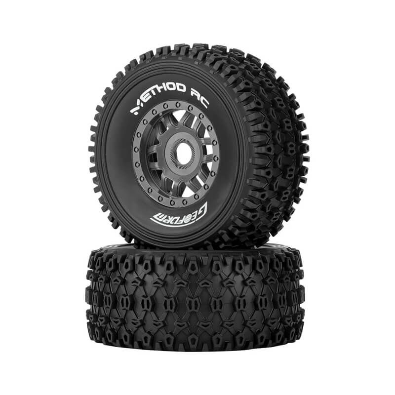 Method Geoform 1/8 SC Tyres On 17mm Hex Grey Wheels (Pr) (MTD0303G)
