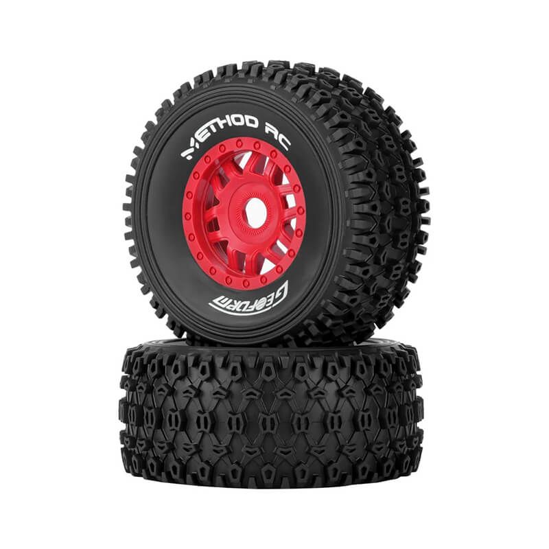 Method Geoform 1/8 SC Tyres On 17mm Hex Red Wheels (Pr) (MTD0303R)