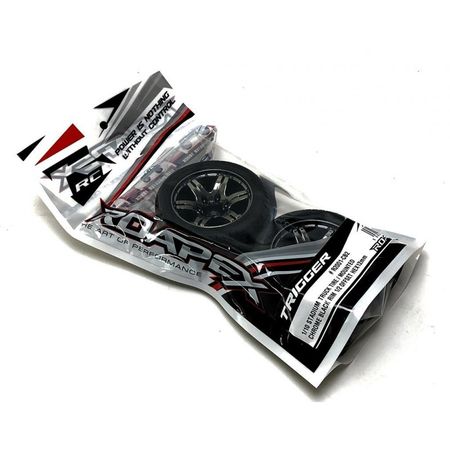 Roapex Stadium Truck 1:10 Tyre Trigger On Chrome Black Wheels 12mm (2) (R2001CB2)
