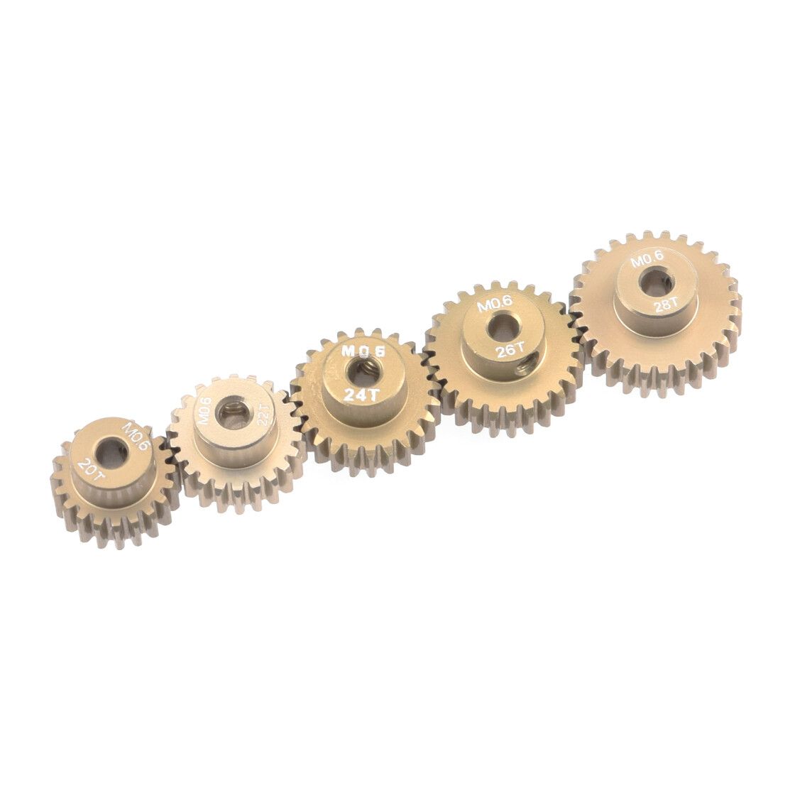 RUDDOG Module 0.6 Aluminum Pinion 5-Pack Odd  (21,23,25,27,29T) (RP-0663)