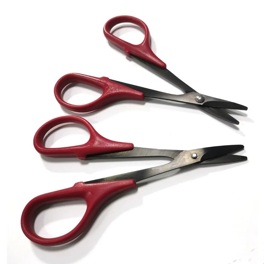 SC Models Curved Black Titanium Lexan Body Scissors - Red (SCVGLFTOOL0095)