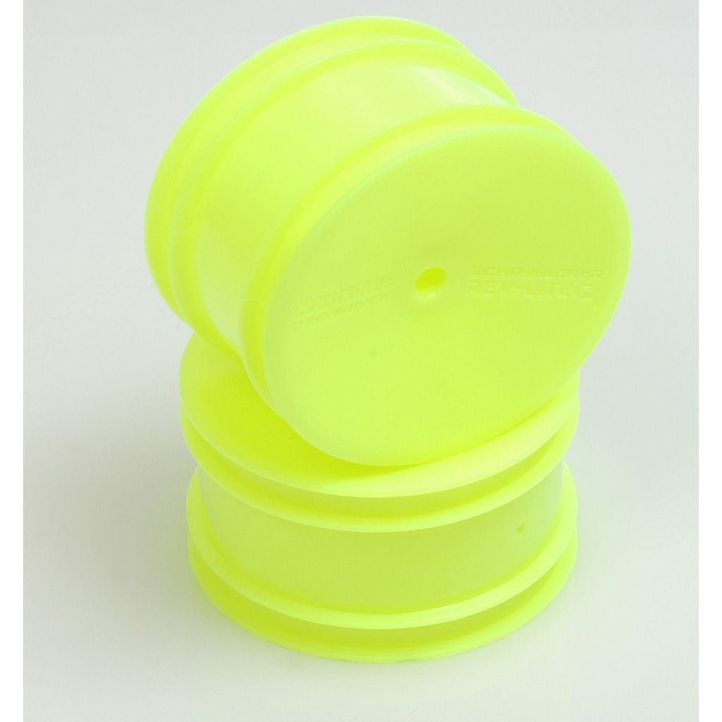 Schumacher Wheel; Rear Fluro Yellow 2WD/4WD pin drive  pr  (U3406)