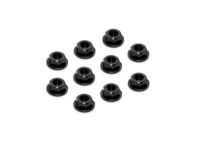 Xray Alu Nut M4 With Serrated Flange - Black (10) (XR960241-K)
