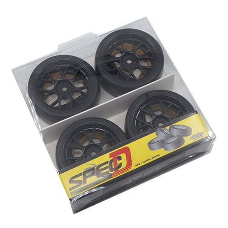 Yeah Racing 1:10 Spec D CS Wheel Offset +3 Black w/ Drift Tire 4pcs (WL-0100)