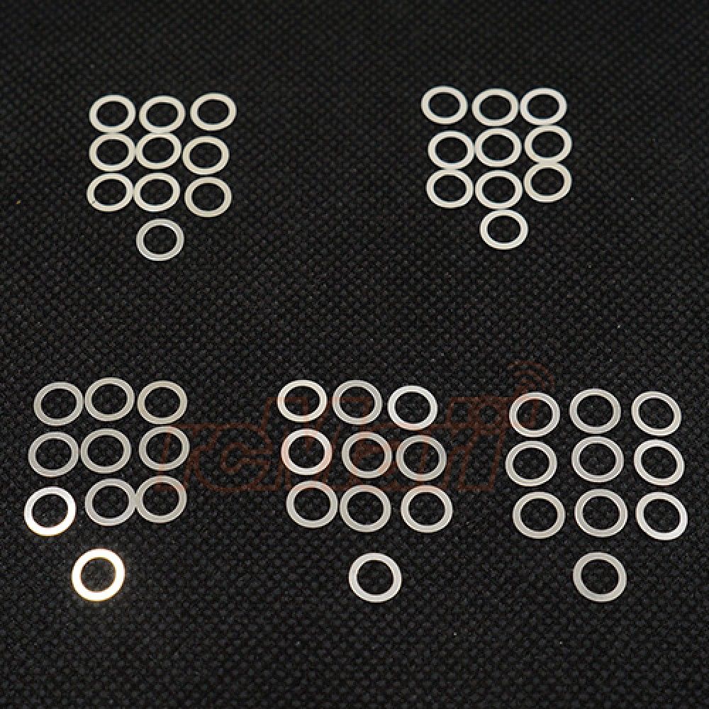 Yeah Racing 5x7mm Stainless Steel Spacer Set 0.1 0.15 0.2 0.25 0.3mm 10pcs Each (YA-0551)