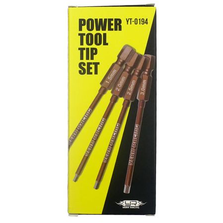 Yeah Racing Spring Steel Allen Hex Power Tip Set 1.5 2.0 2.5 3.0mm (YT-0194)