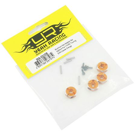 Yeah Racing Aluminium 5mm Wheel Adapter Set 12mm Hex Orange (WA-031OR)