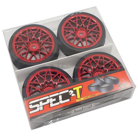 Yeah Racing 1:10 Spec T LS Wheel Offset +3 Red Chrome w/ Tire 4pcs (WL-0108)