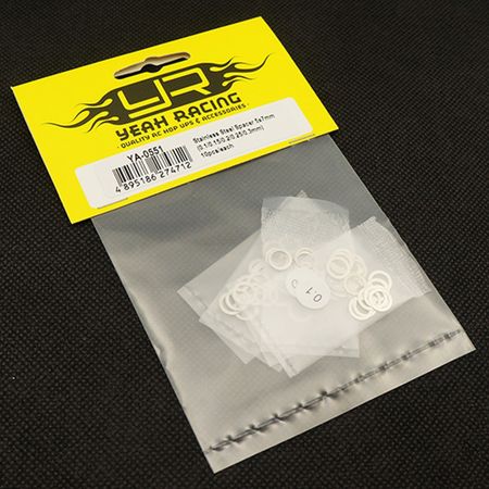Yeah Racing 5x7mm Stainless Steel Spacer Set 0.1 0.15 0.2 0.25 0.3mm 10pcs Each (YA-0551)